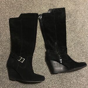 BCBGeneration black suede wedge boots
